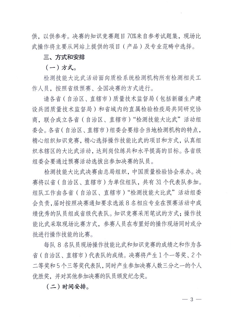 國家質(zhì)量監(jiān)督檢驗檢疫總局《關(guān)于印發(fā)<全國質(zhì)檢系統(tǒng)檢測技能大比武活動工作方案>的通知》